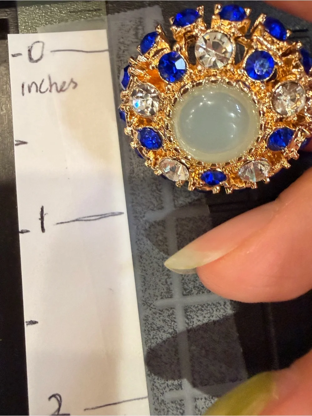 Gold-Tone Blue & Clear Crystal Round Earrings